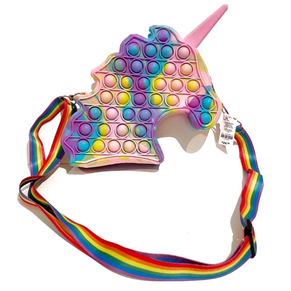 Pop It Tie Dye Unicorn Purse Bag Pink Blue Purple Rainbow Fidget Girls Horse Toy